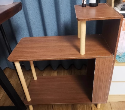 Minimalist Solid Wood 3-Tier Side Table — Walnut