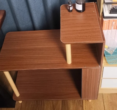 Minimalist Solid Wood 3-Tier Side Table — Wood Color
