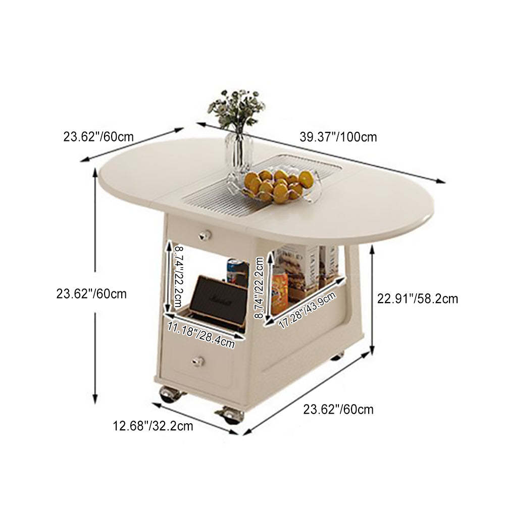 Minimalist Foldable Solid Wood Glass 2-Tier Coffee Table
