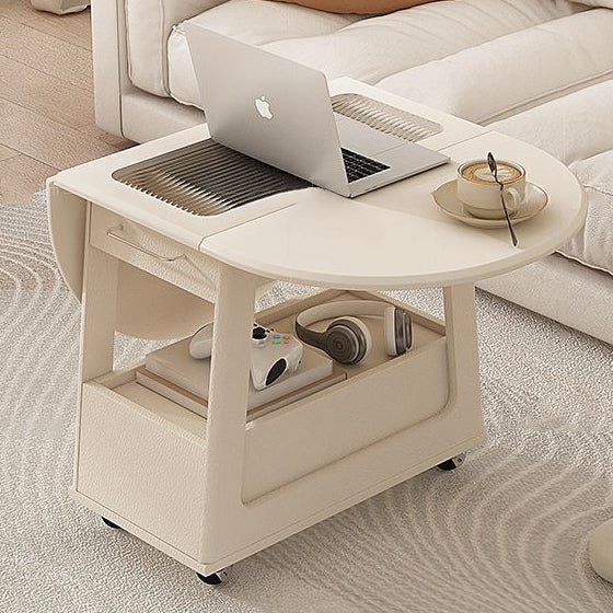 Minimalist Foldable Solid Wood Glass 2-Tier Coffee Table