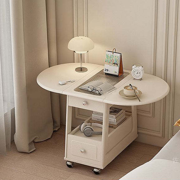 Minimalist Foldable Solid Wood Glass 2-Tier Coffee Table — Black