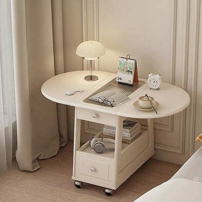 Minimalist Foldable Solid Wood Glass 2-Tier Coffee Table — Black