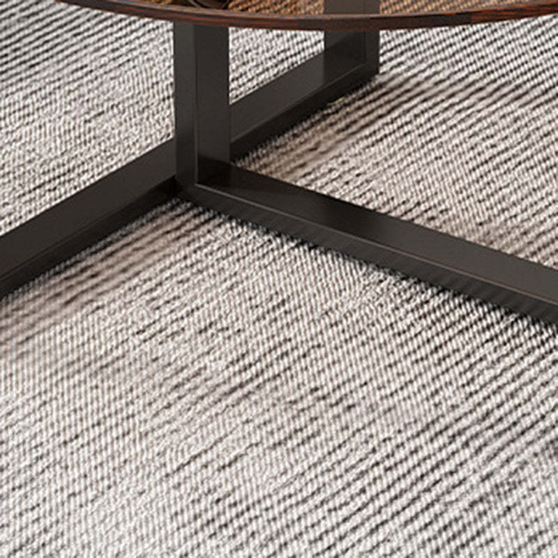 Minimalist Iron Frame Glass Coffee Table 2-Tier