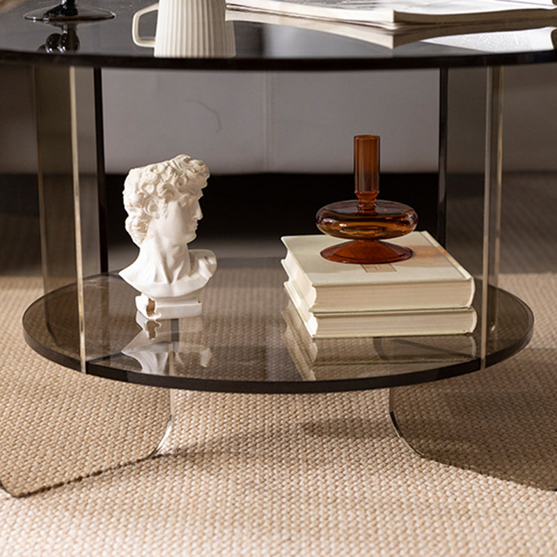 Minimalist Round Acrylic Coffee Table 2-Tier