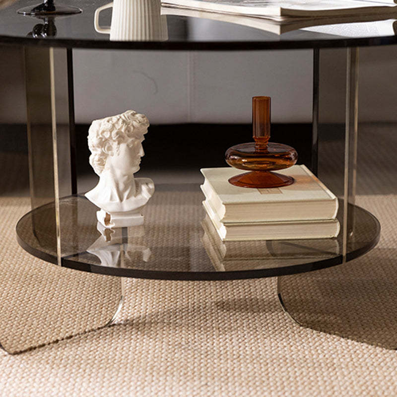 Minimalist Round Acrylic Coffee Table 2-Tier