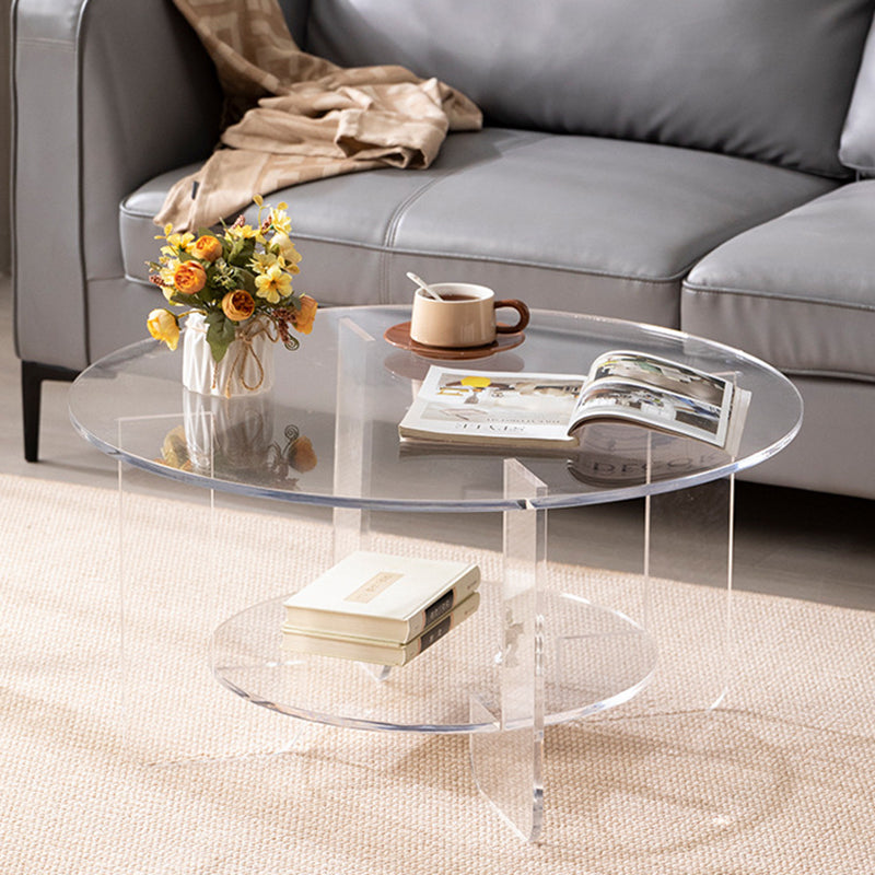 Minimalist Round Acrylic Coffee Table 2-Tier