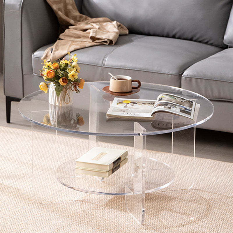 Minimalist Round Acrylic Coffee Table 2-Tier