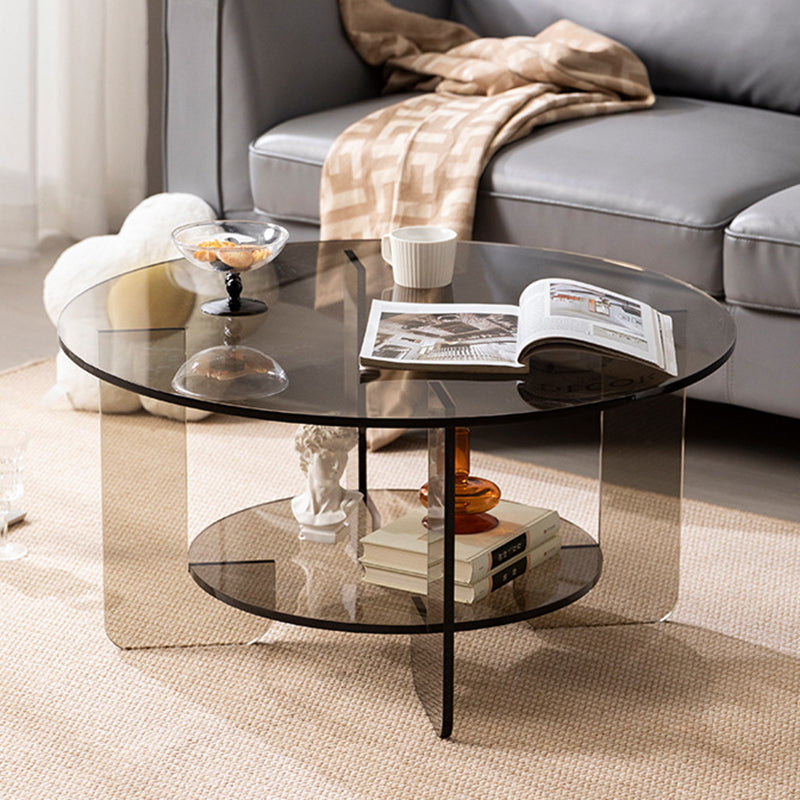 Minimalist Round Acrylic Coffee Table 2-Tier