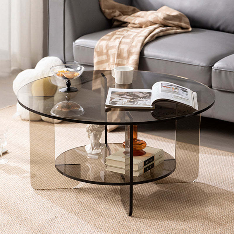 Minimalist Round Acrylic Coffee Table 2-Tier