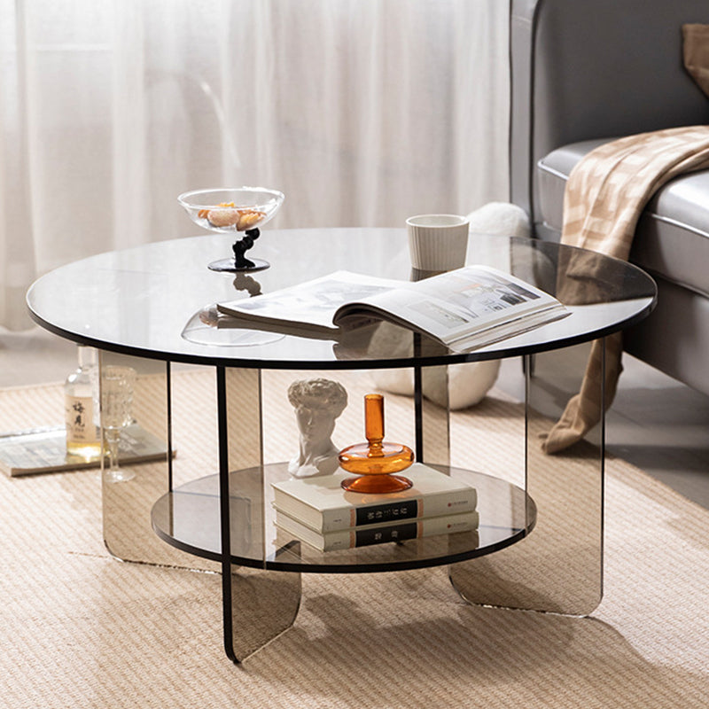 Minimalist Round Acrylic Coffee Table 2-Tier