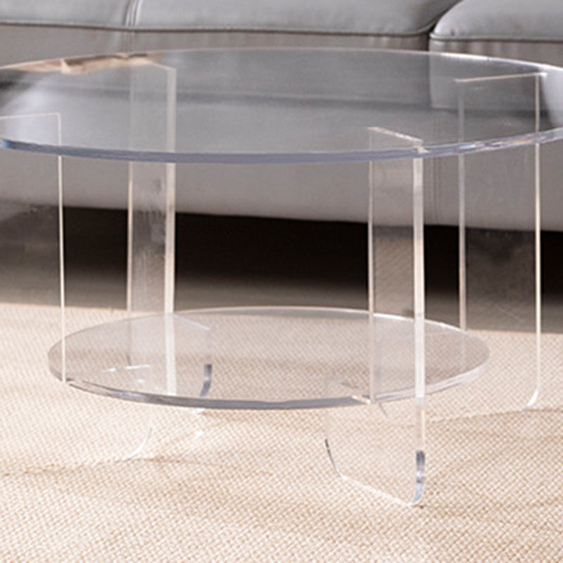 Minimalist Round Acrylic Coffee Table 2-Tier