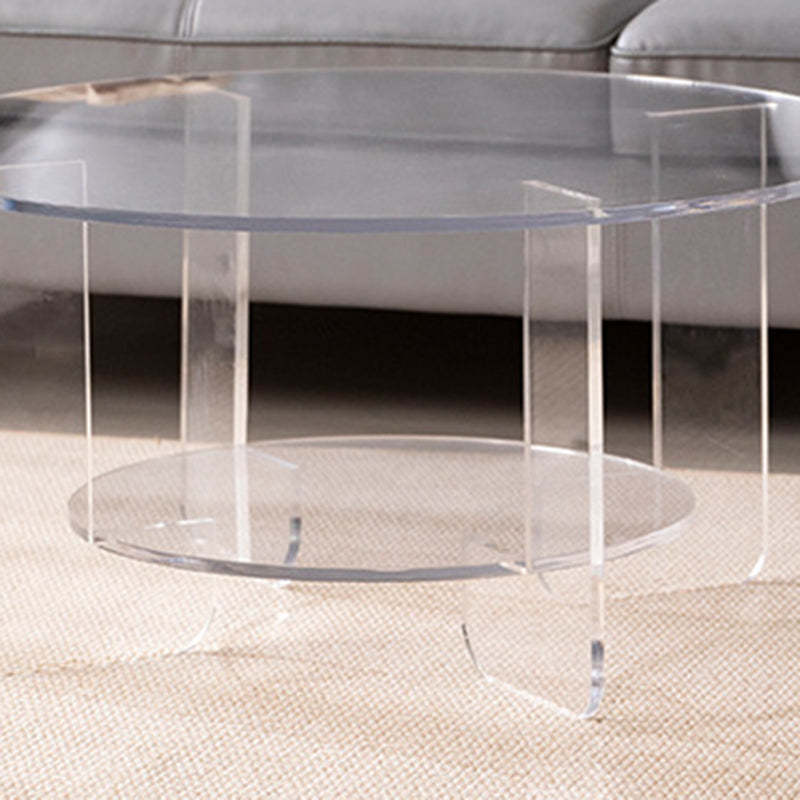 Minimalist Round Acrylic Coffee Table 2-Tier
