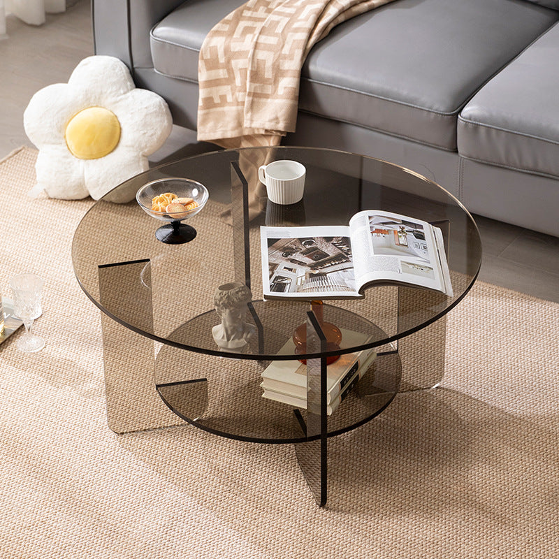 Minimalist Round Acrylic Coffee Table 2-Tier