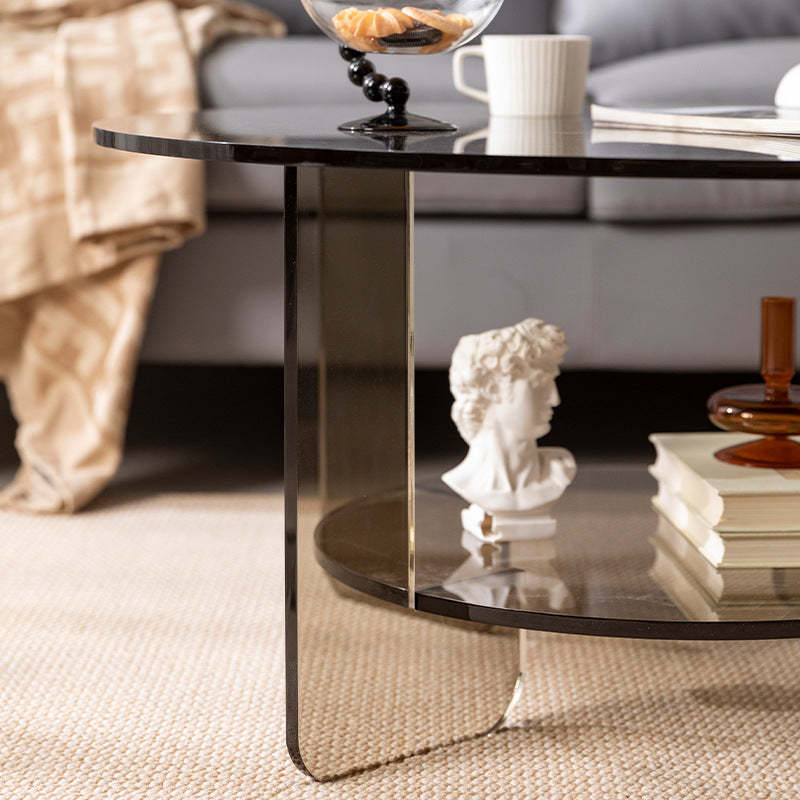 Minimalist Round Acrylic Coffee Table 2-Tier