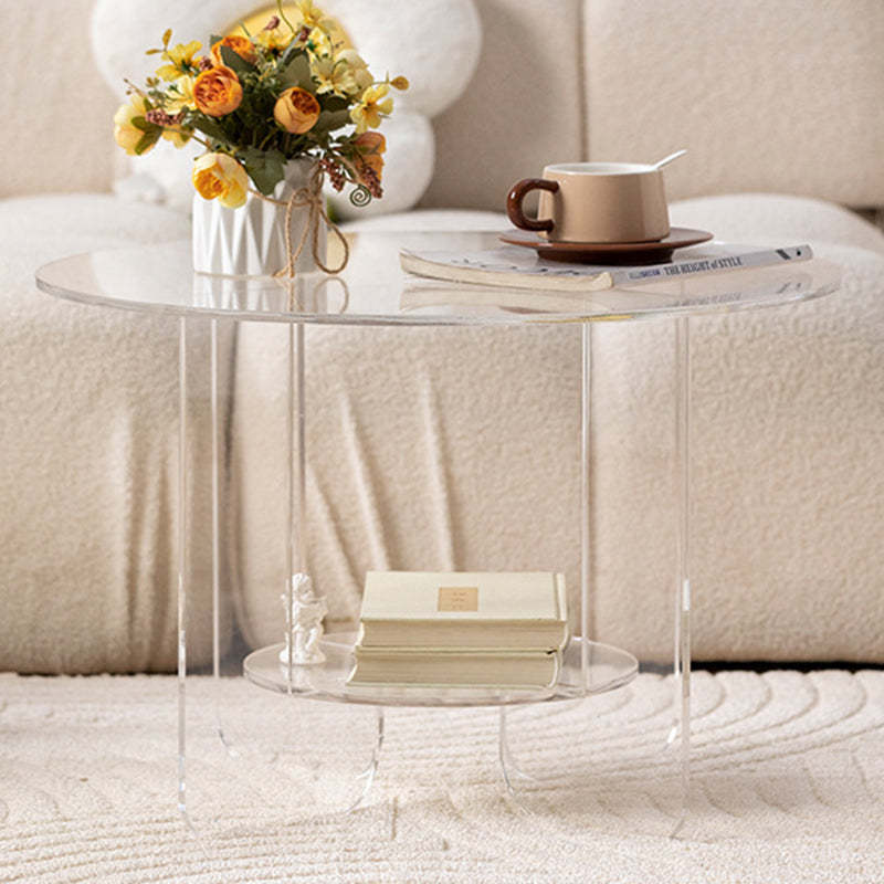 Minimalist Round Acrylic Coffee Table 2-Tier