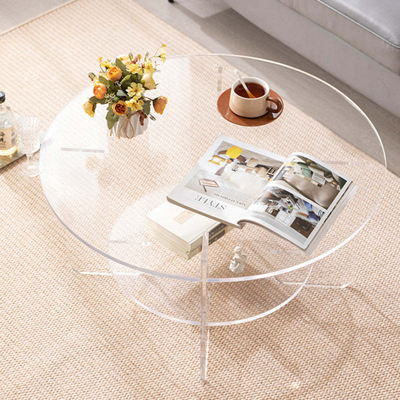 Minimalist Round Acrylic Coffee Table 2-Tier