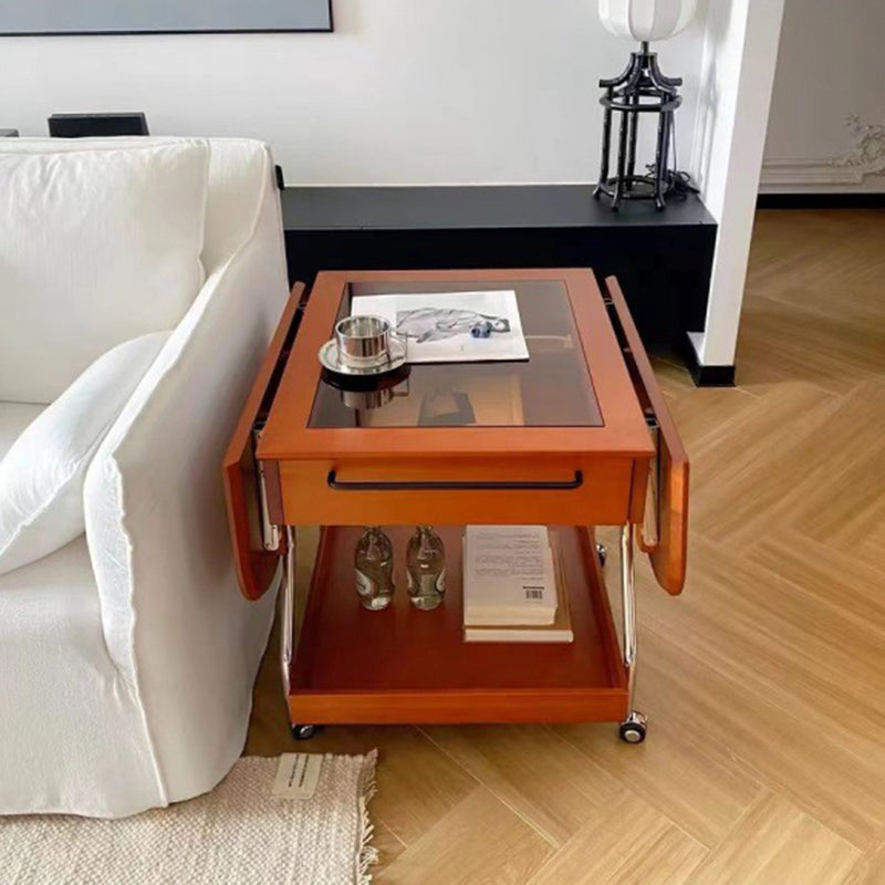 Wood glass steel wood foldable retro coffee tables