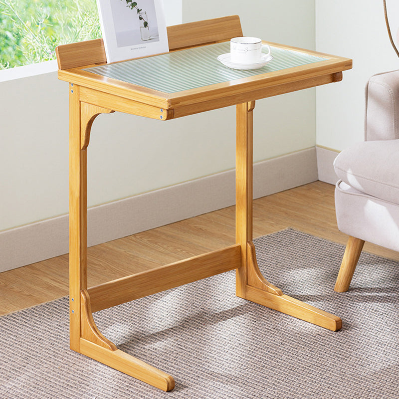 Minimalist Bamboo Glass Top End Table