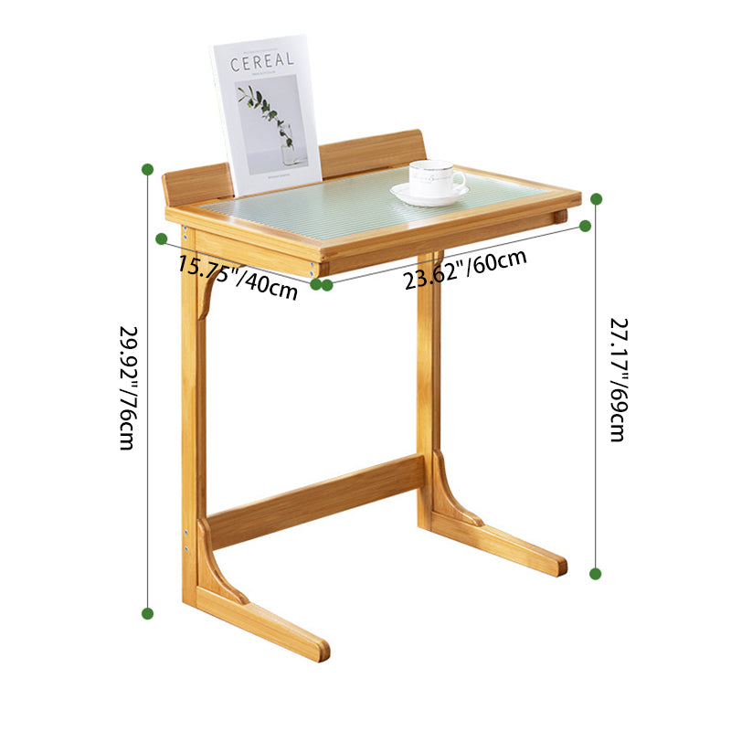 Minimalist Bamboo Glass Top End Table