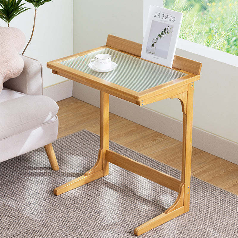 Minimalist Bamboo Glass Top End Table