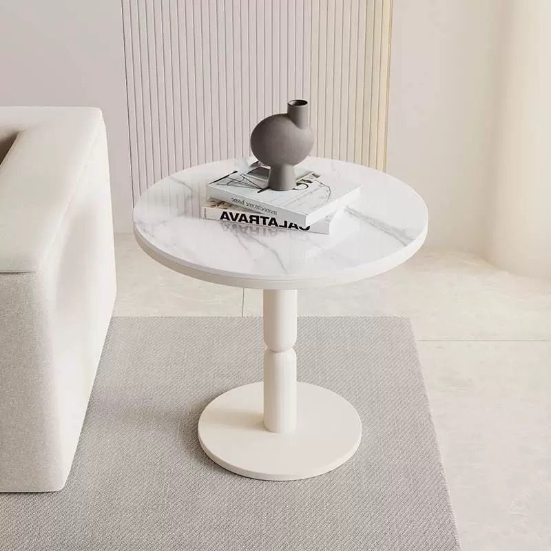 Nordic Cylindrical Rock Slab Carbon Steel Coffee Table — Gold Base + Gray