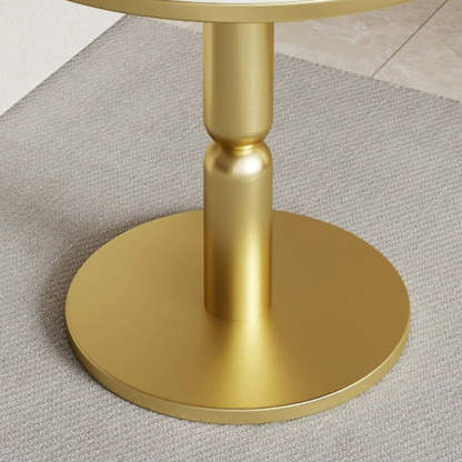 Nordic Cylindrical Rock Slab Carbon Steel Coffee Table — Gold Base + Snowy White