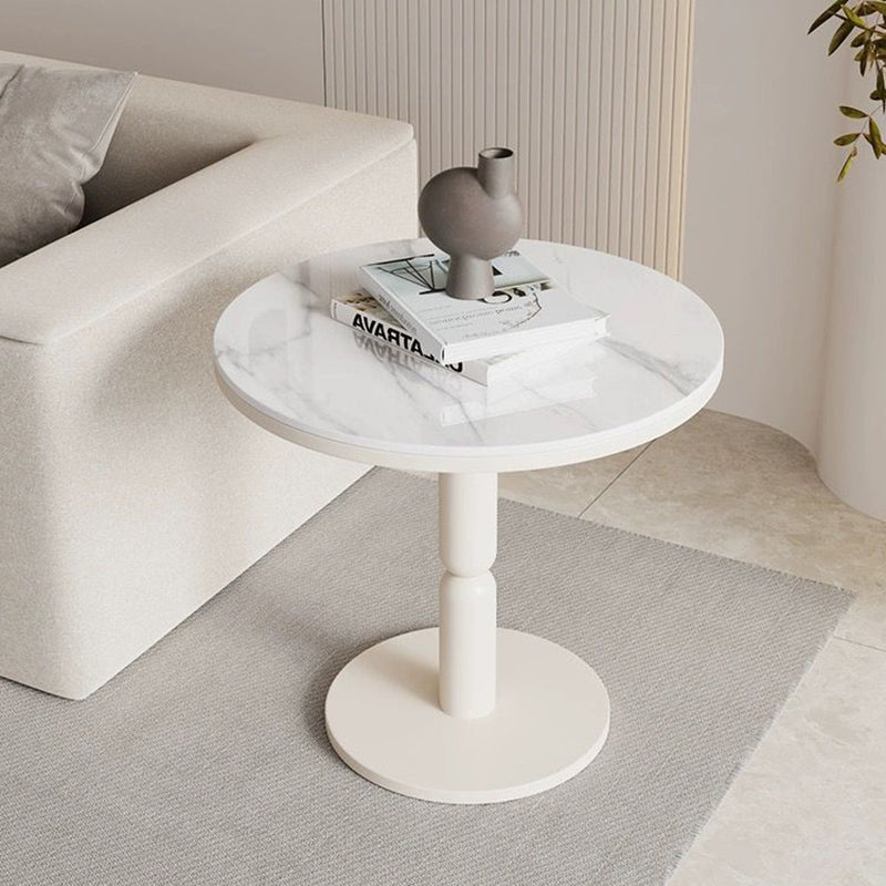 Nordic Cylindrical Rock Slab Carbon Steel Coffee Table — Black Base + Gray