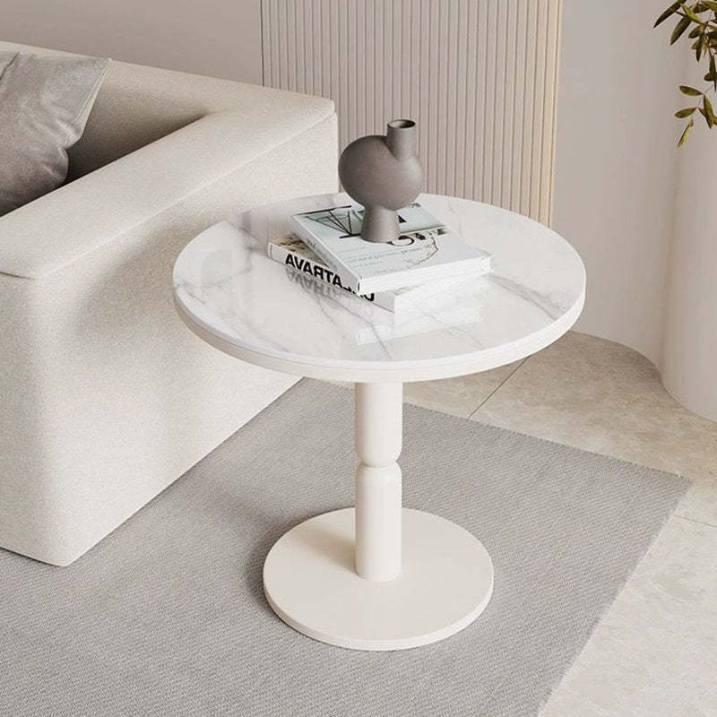 Nordic Cylindrical Rock Slab Carbon Steel Coffee Table — Black Base + Gray