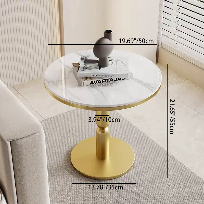 Nordic Cylindrical Rock Slab Carbon Steel Coffee Table — Black Base + Pandora White