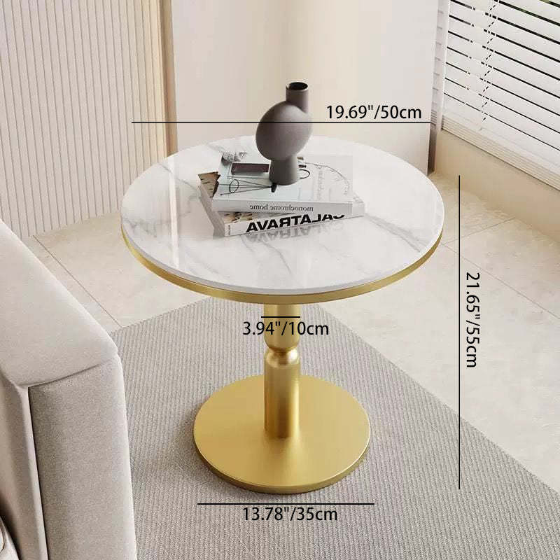 Nordic Cylindrical Rock Slab Carbon Steel Coffee Table — Black Base + Pandora White