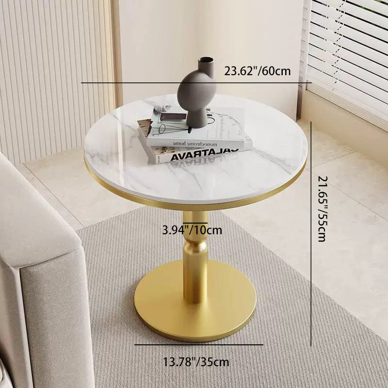 Nordic Cylindrical Rock Slab Carbon Steel Coffee Table — Black Base + Gray