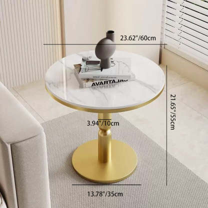 Nordic Cylindrical Rock Slab Carbon Steel Coffee Table — Black Base + Gray