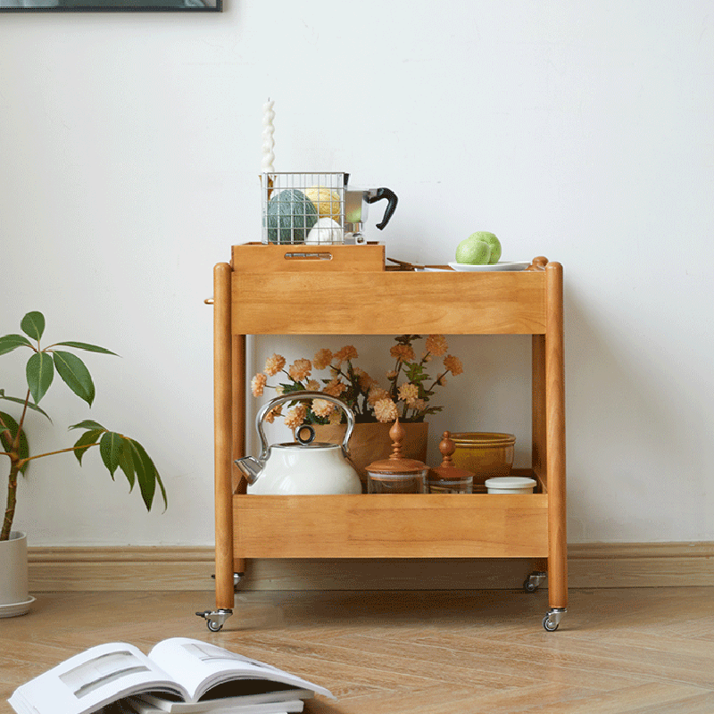 Lighom minimalist 2-tier solid wood coffee tables in glass wood
