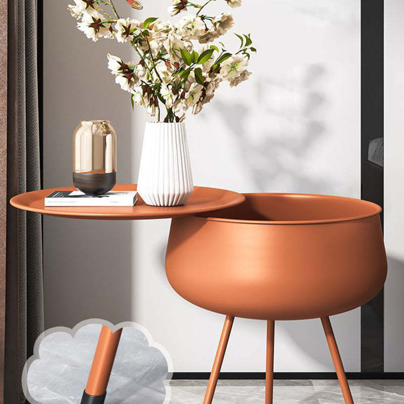 Nordic Round Tripod Metal Storage End Table
