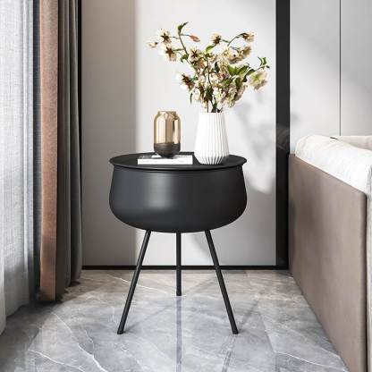 Nordic Round Tripod Metal Storage End Table — Gold