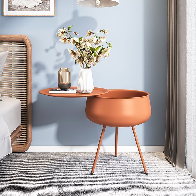 Nordic Round Tripod Metal Storage End Table