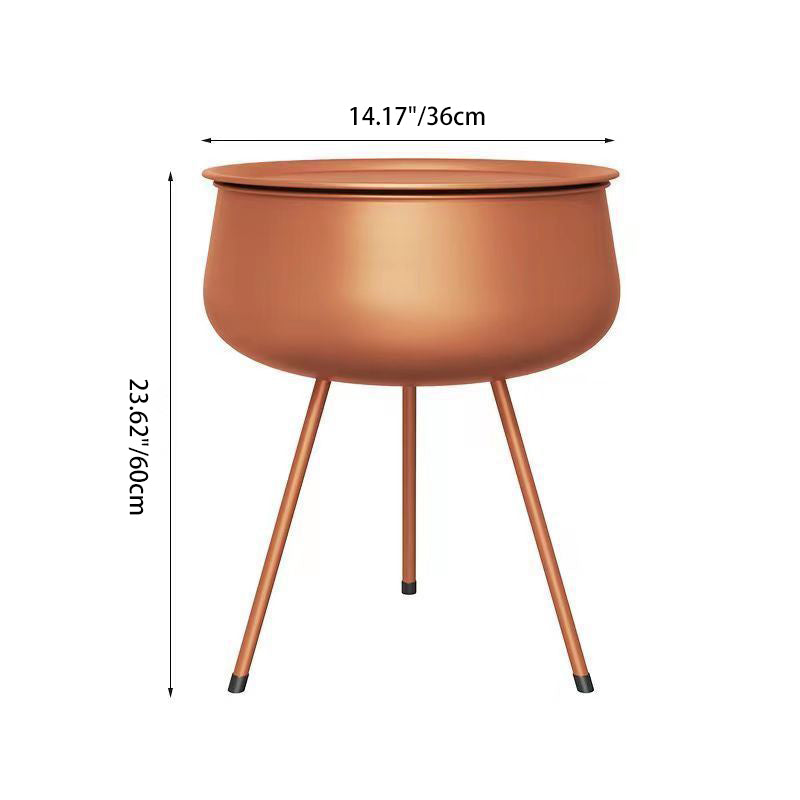 Nordic Round Tripod Metal Storage End Table — Orange