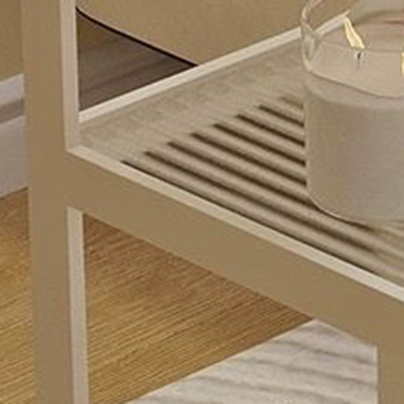 Minimalist Iron Glass Tiered End Table