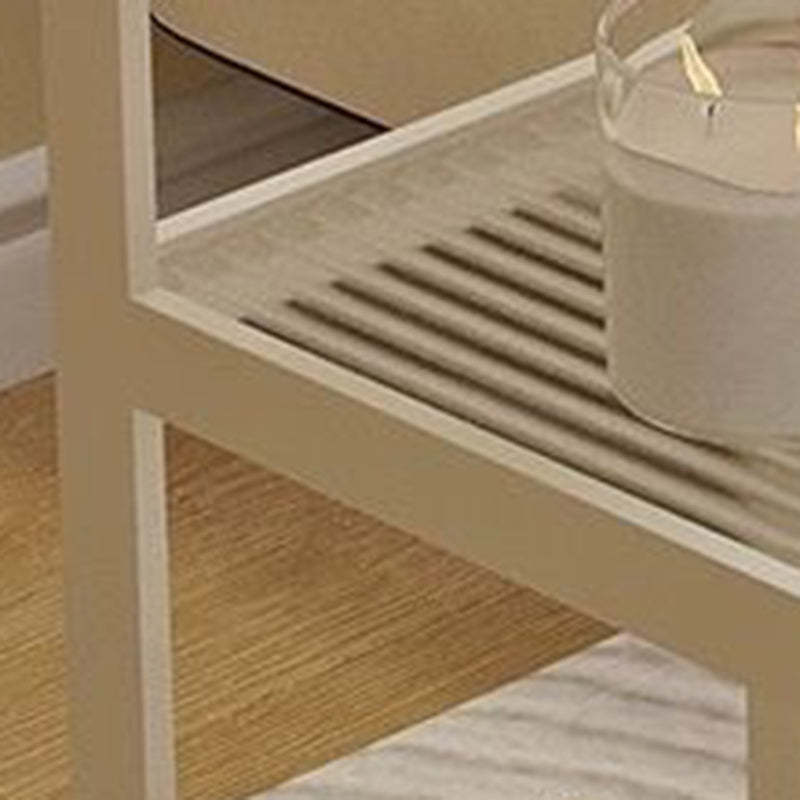Minimalist Iron Glass Tiered End Table