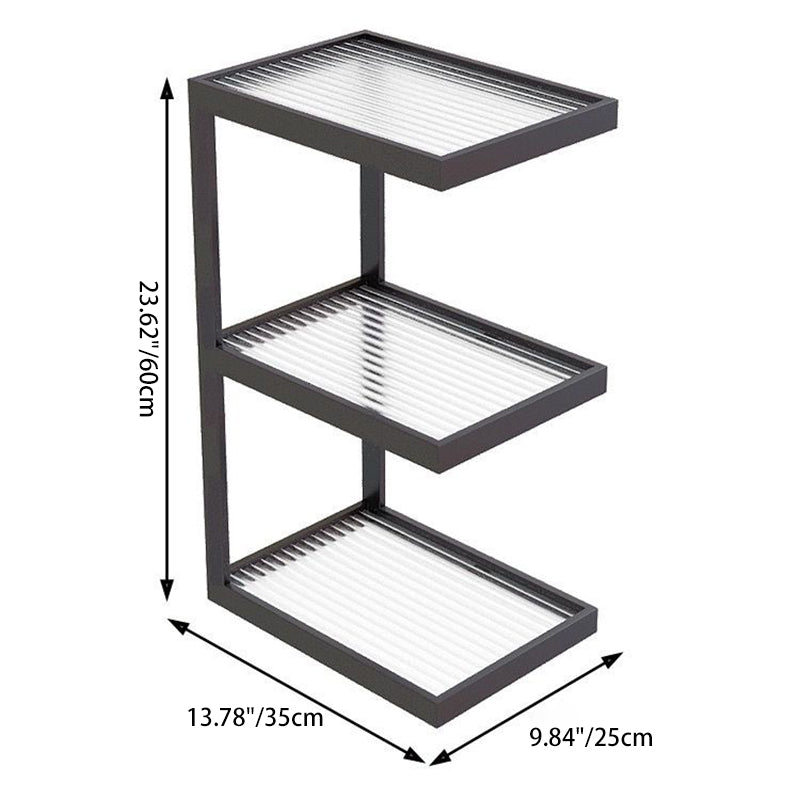 Minimalist Iron Glass Tiered End Table — 4 / Black