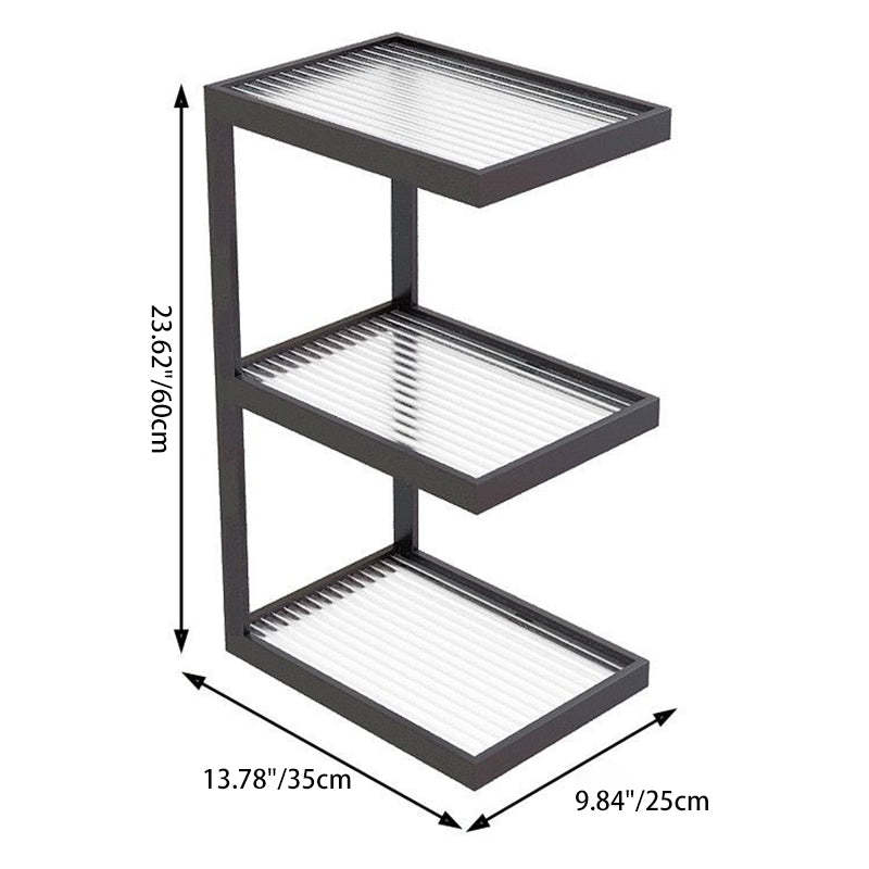 Minimalist Iron Glass Tiered End Table — 4 / Black