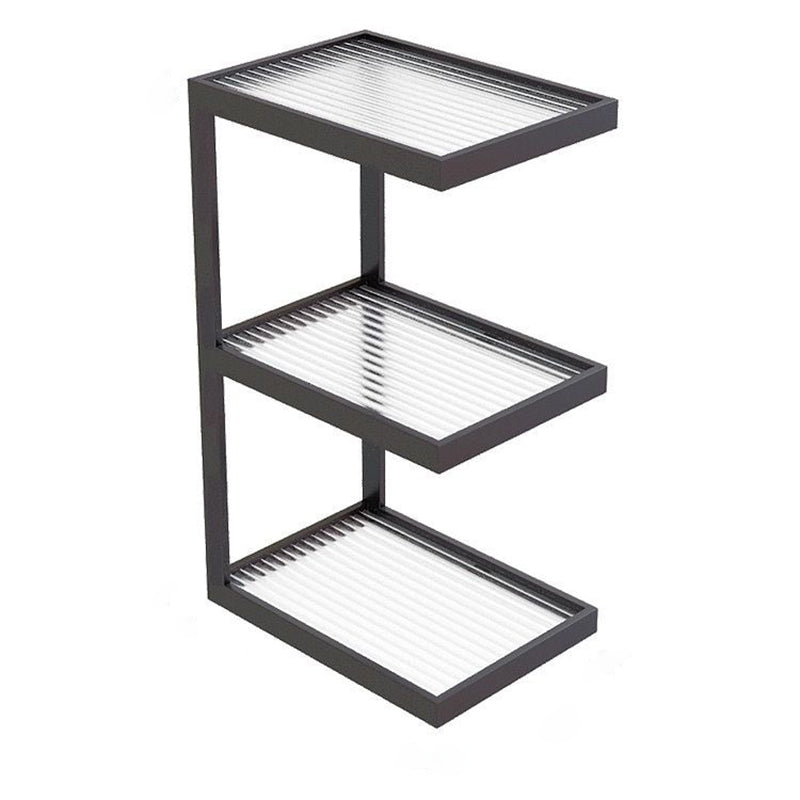 Minimalist Iron Glass Tiered End Table