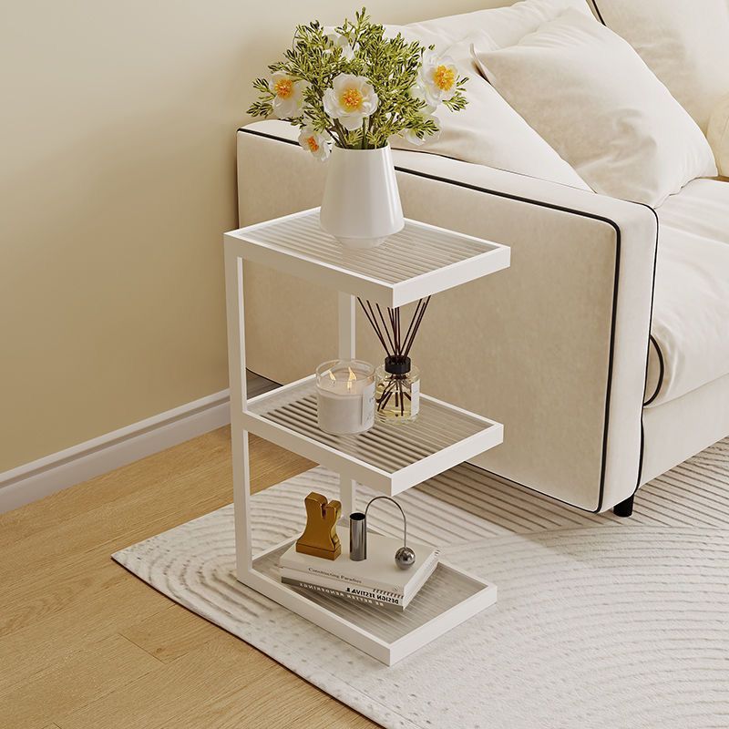 Minimalist Iron Glass Tiered End Table