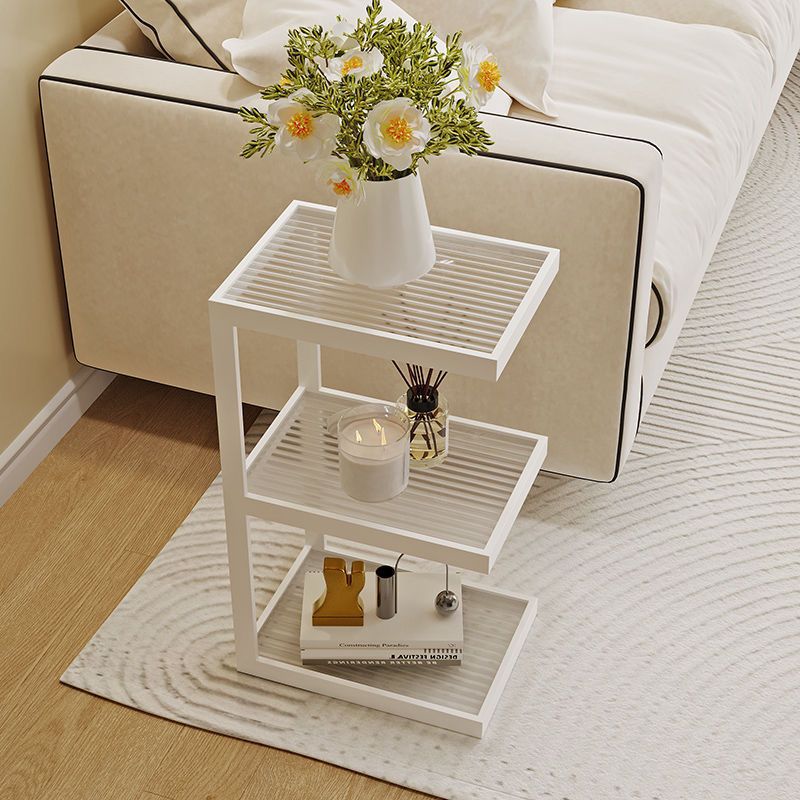 Minimalist Iron Glass Tiered End Table