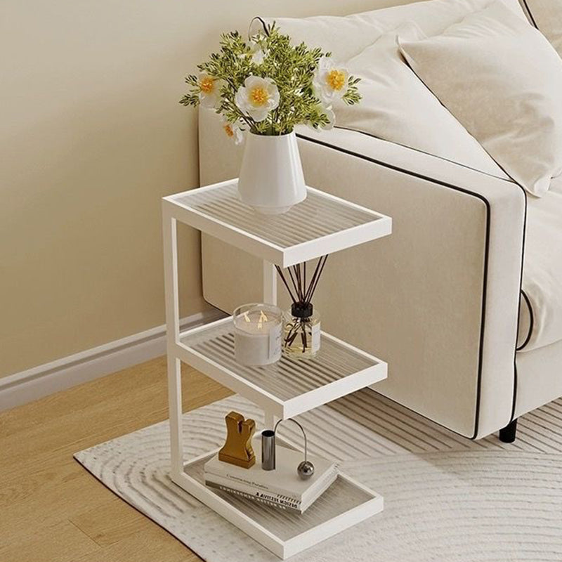 Minimalist Iron Glass Tiered End Table