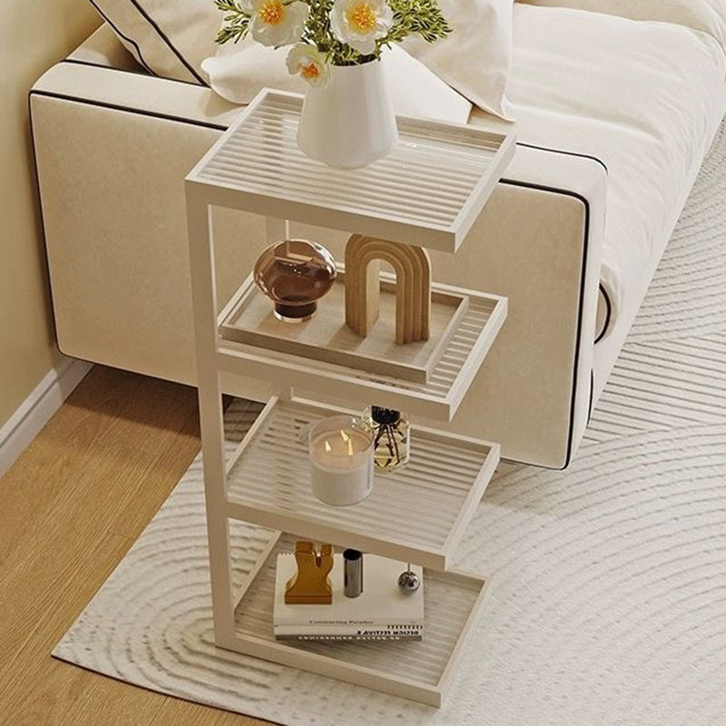 Minimalist Iron Glass Tiered End Table