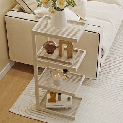 Minimalist Iron Glass Tiered End Table