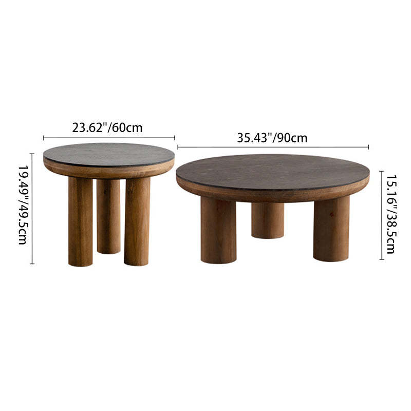Vintage Round Cedar Plank Coffee Table