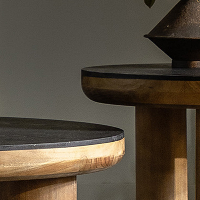 Vintage Round Cedar Plank Coffee Table