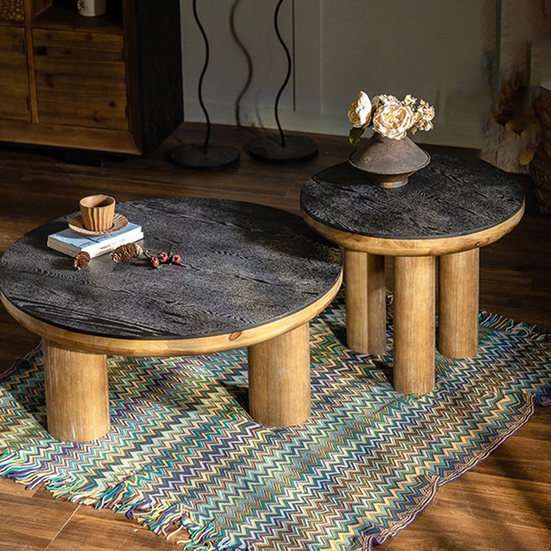Vintage Round Cedar Plank Coffee Table